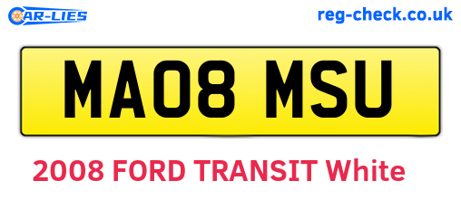 MA08MSU are the vehicle registration plates.