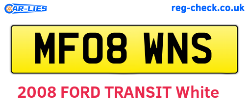 MF08WNS are the vehicle registration plates.