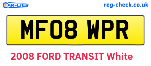 MF08WPR are the vehicle registration plates.