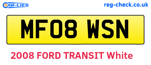 MF08WSN are the vehicle registration plates.