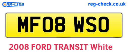 MF08WSO are the vehicle registration plates.