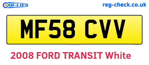 MF58CVV are the vehicle registration plates.