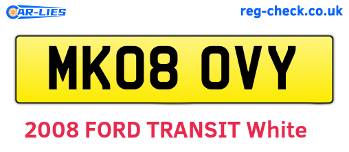 MK08OVY are the vehicle registration plates.