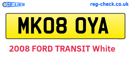 MK08OYA are the vehicle registration plates.