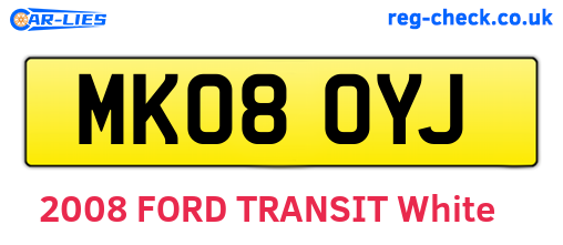 MK08OYJ are the vehicle registration plates.