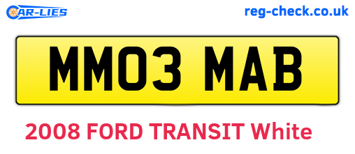 MM03MAB are the vehicle registration plates.