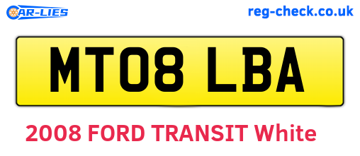 MT08LBA are the vehicle registration plates.