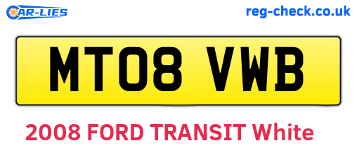 MT08VWB are the vehicle registration plates.