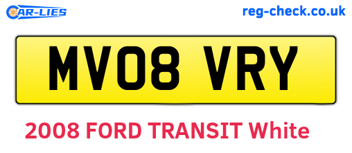MV08VRY are the vehicle registration plates.