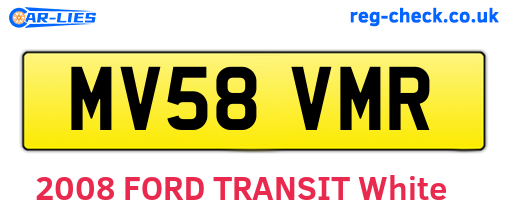 MV58VMR are the vehicle registration plates.