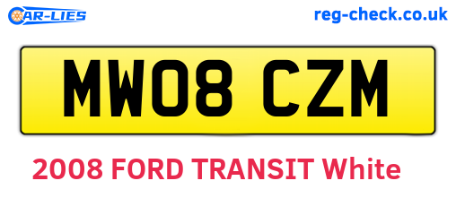 MW08CZM are the vehicle registration plates.