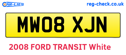 MW08XJN are the vehicle registration plates.