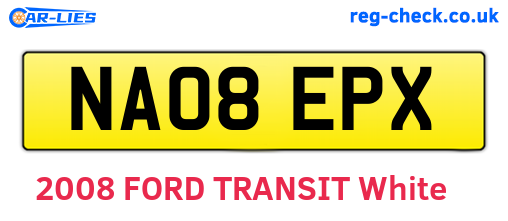 NA08EPX are the vehicle registration plates.