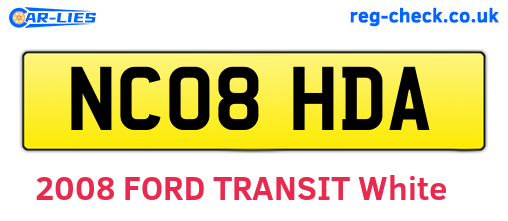 NC08HDA are the vehicle registration plates.