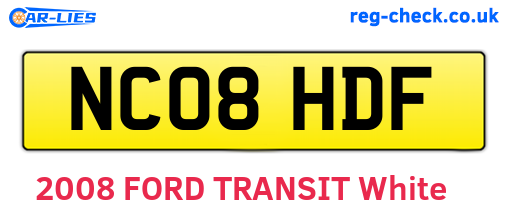 NC08HDF are the vehicle registration plates.