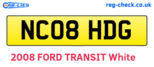 NC08HDG are the vehicle registration plates.