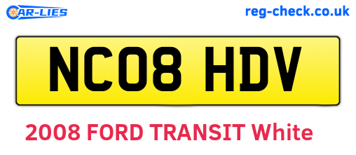 NC08HDV are the vehicle registration plates.