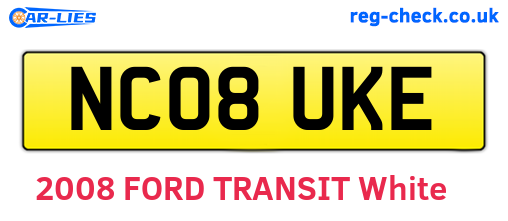 NC08UKE are the vehicle registration plates.