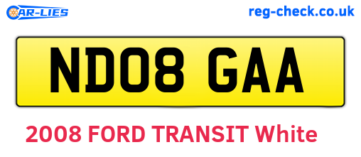 ND08GAA are the vehicle registration plates.