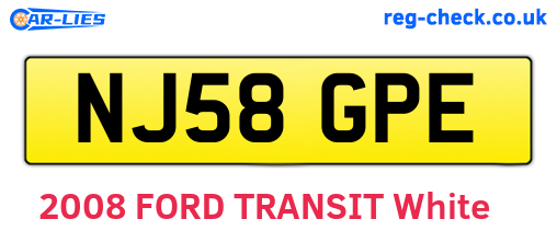 NJ58GPE are the vehicle registration plates.