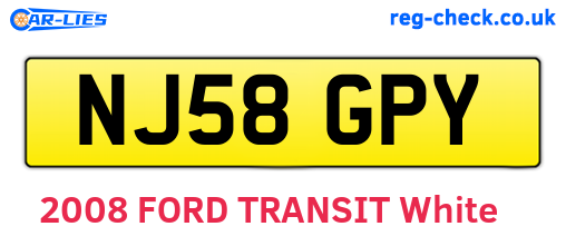 NJ58GPY are the vehicle registration plates.
