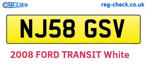 NJ58GSV are the vehicle registration plates.