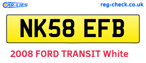 NK58EFB are the vehicle registration plates.