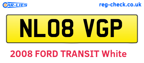 NL08VGP are the vehicle registration plates.