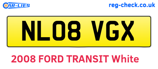 NL08VGX are the vehicle registration plates.