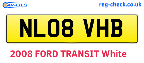 NL08VHB are the vehicle registration plates.