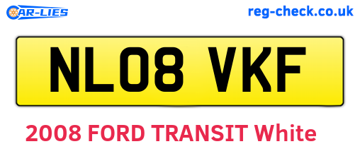 NL08VKF are the vehicle registration plates.