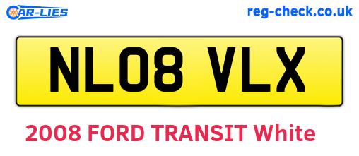 NL08VLX are the vehicle registration plates.