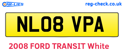 NL08VPA are the vehicle registration plates.