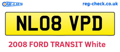 NL08VPD are the vehicle registration plates.