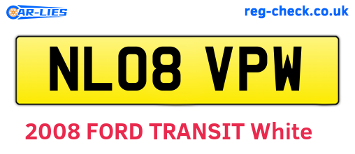 NL08VPW are the vehicle registration plates.