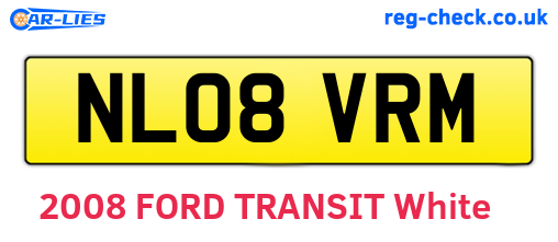 NL08VRM are the vehicle registration plates.