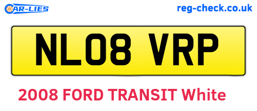 NL08VRP are the vehicle registration plates.