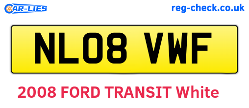 NL08VWF are the vehicle registration plates.