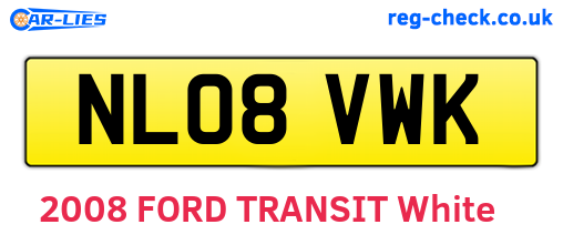 NL08VWK are the vehicle registration plates.