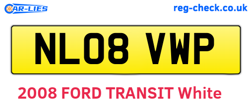 NL08VWP are the vehicle registration plates.