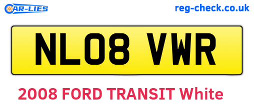 NL08VWR are the vehicle registration plates.