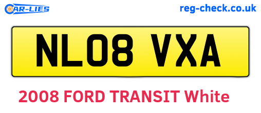 NL08VXA are the vehicle registration plates.