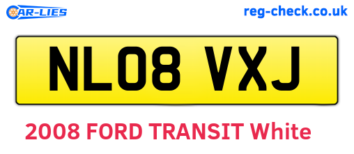 NL08VXJ are the vehicle registration plates.