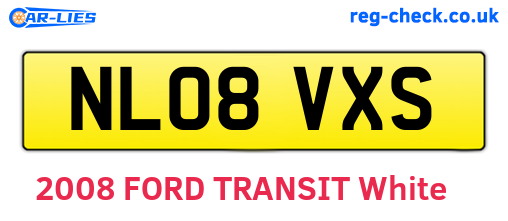 NL08VXS are the vehicle registration plates.