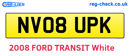 NV08UPK are the vehicle registration plates.