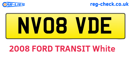 NV08VDE are the vehicle registration plates.