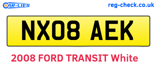 NX08AEK are the vehicle registration plates.