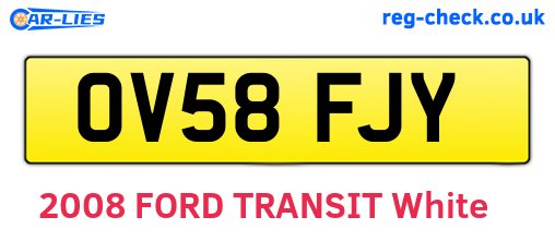 OV58FJY are the vehicle registration plates.