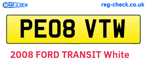 PE08VTW are the vehicle registration plates.