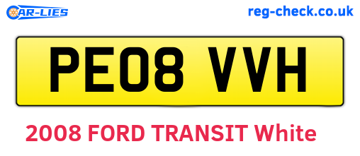 PE08VVH are the vehicle registration plates.